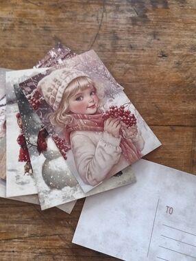 #15 Set 6 Winter Holiday Postcards Yesteryear Vibe 5"x7"